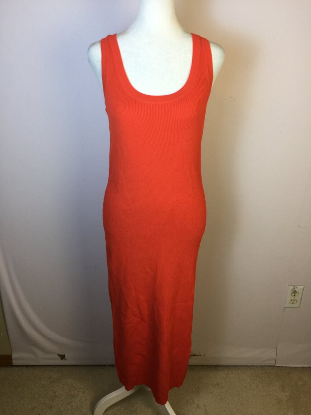 New! The Drop Yasmin Rib Midi Sweater Tank Dress Sz L Womans Red Knit Sleeveless - Picture 2 of 14